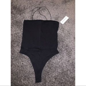 Plain Black Straight Neckline Bodysuit - tags on!!